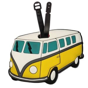 NWT Yellow 3D VW Bus silicone PVC luggage tag Travel